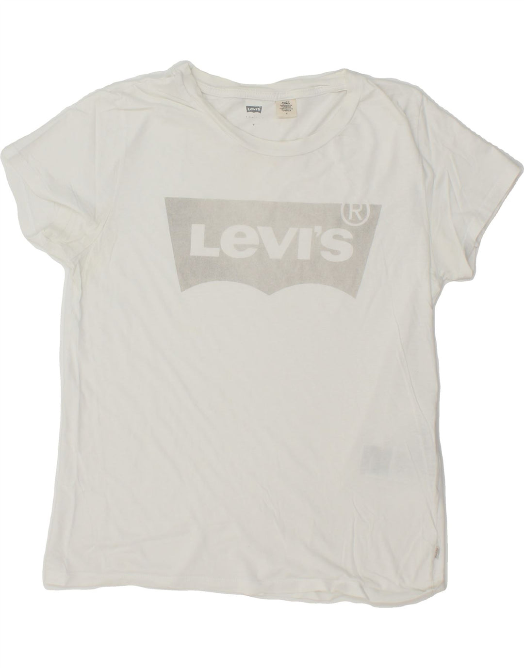 LEVI'S Womens Graphic T-Shirt Top UK 14 Medium White Cotton Vintage Levi's and Second-Hand Levi's from Messina Hembry 