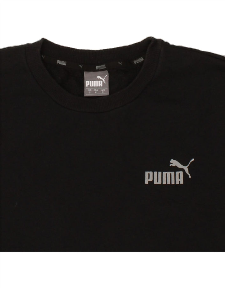 PUMA Mens Graphic Sweatshirt Jumper Small Black Cotton Vintage Puma and Second-Hand Puma from Messina Hembry 