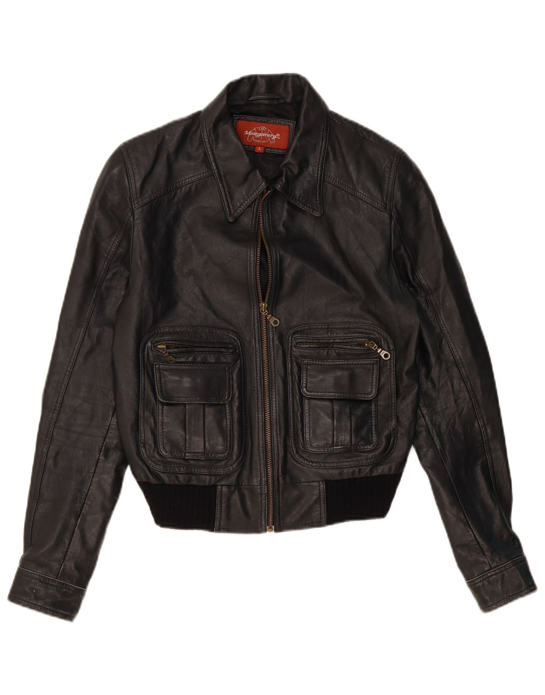 Γυναικείο δερμάτινο μπουφάν MONTGOMERY Crop UK 14 Large Black Leather