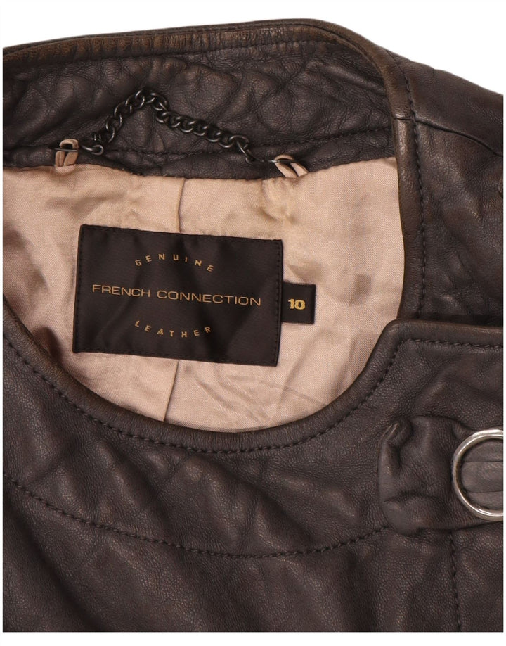 French Connection Γυναικείο Military Crop Jacket UK 10 Small Black Leather