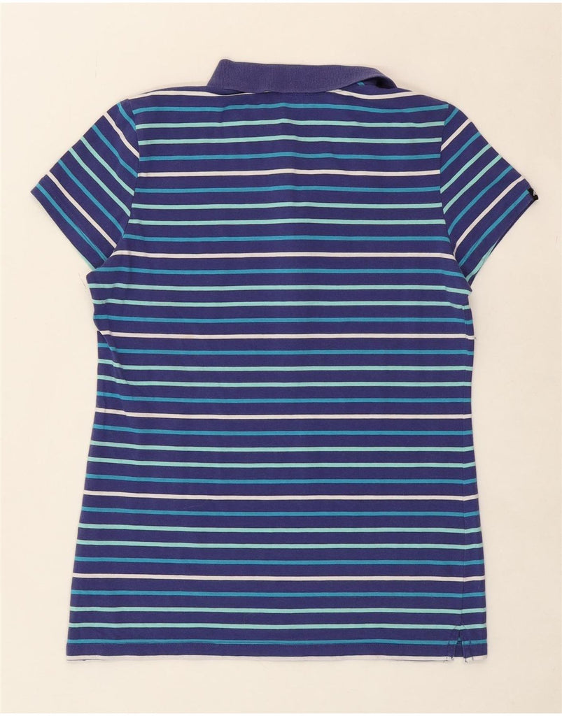 NIKE Womens Polo Shirt UK 12/14 Medium Blue Striped Vintage Nike and Second-Hand Nike from Messina Hembry 