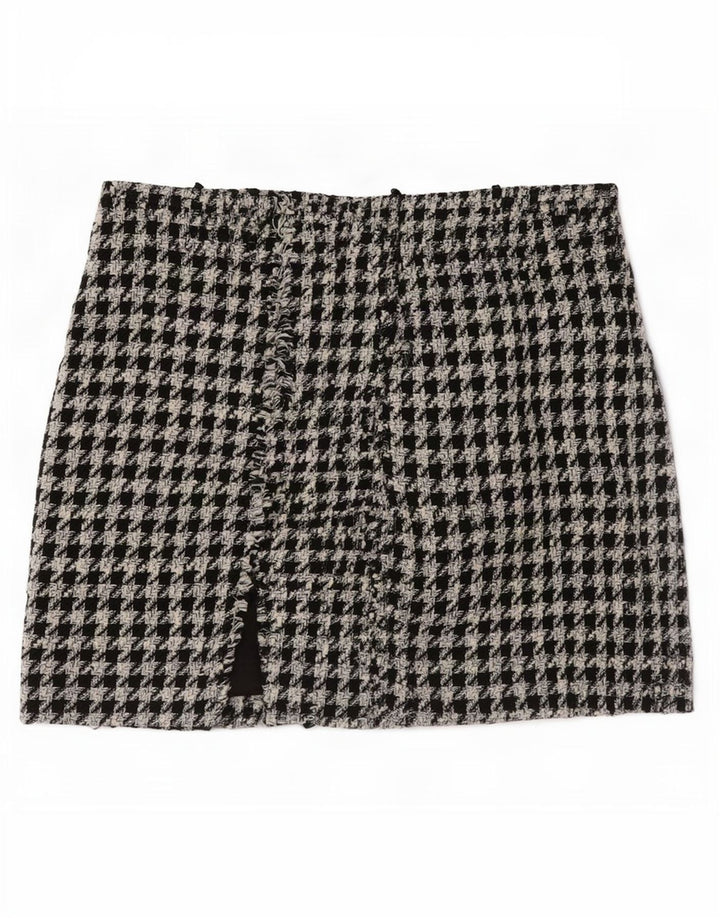Zara Γυναικεία Μίνι Φούστα Μικρή W26 Μαύρη Houndstooth Πολυεστέρας
