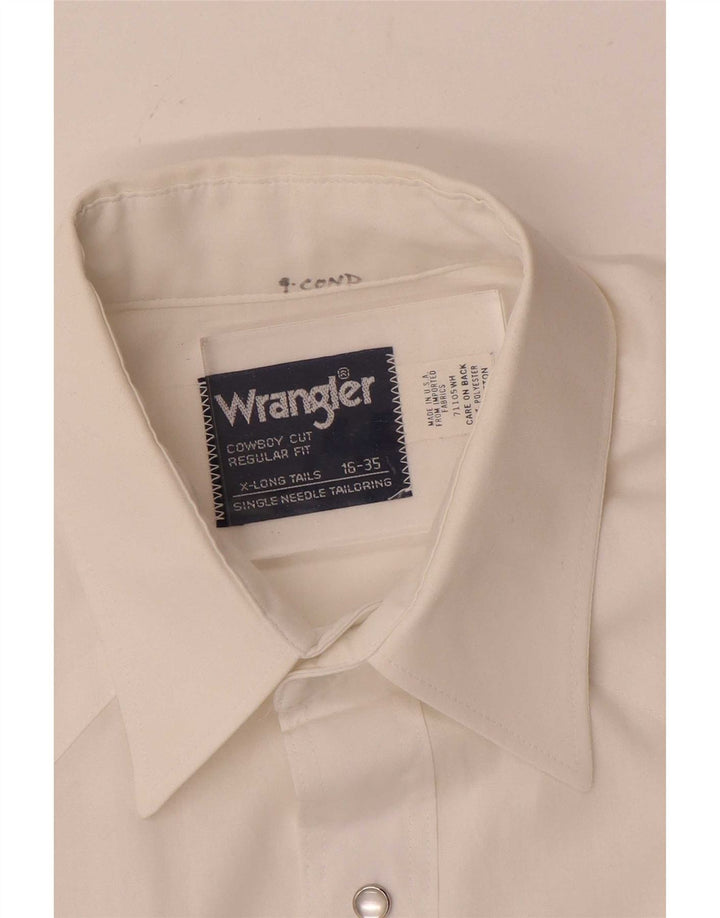 Ανδρικό ψηλό πουκάμισο Wrangler 16 μεγάλο λευκό πολυεστέρα