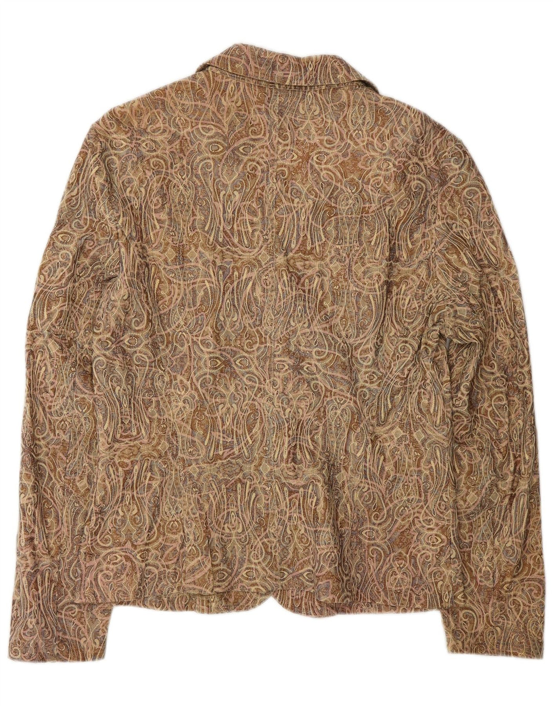 VINTAGE Womens 3 Button Blazer Jacket UK 10 Small Brown Paisley Cotton