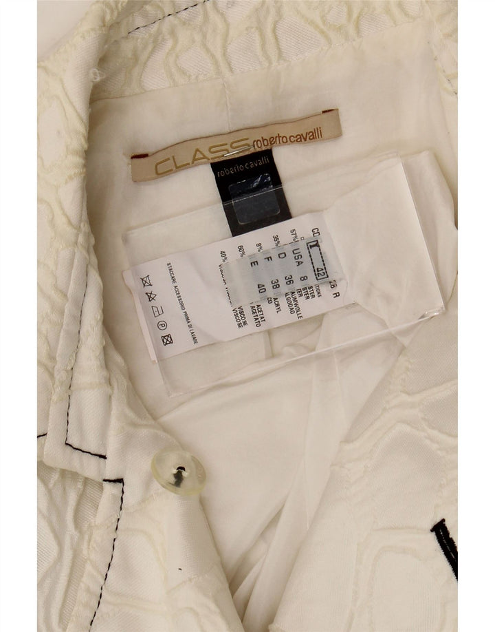 Roberto Cavalli Γυναικείο Μπουφάν blazer IT 42 Medium Off White Geometric