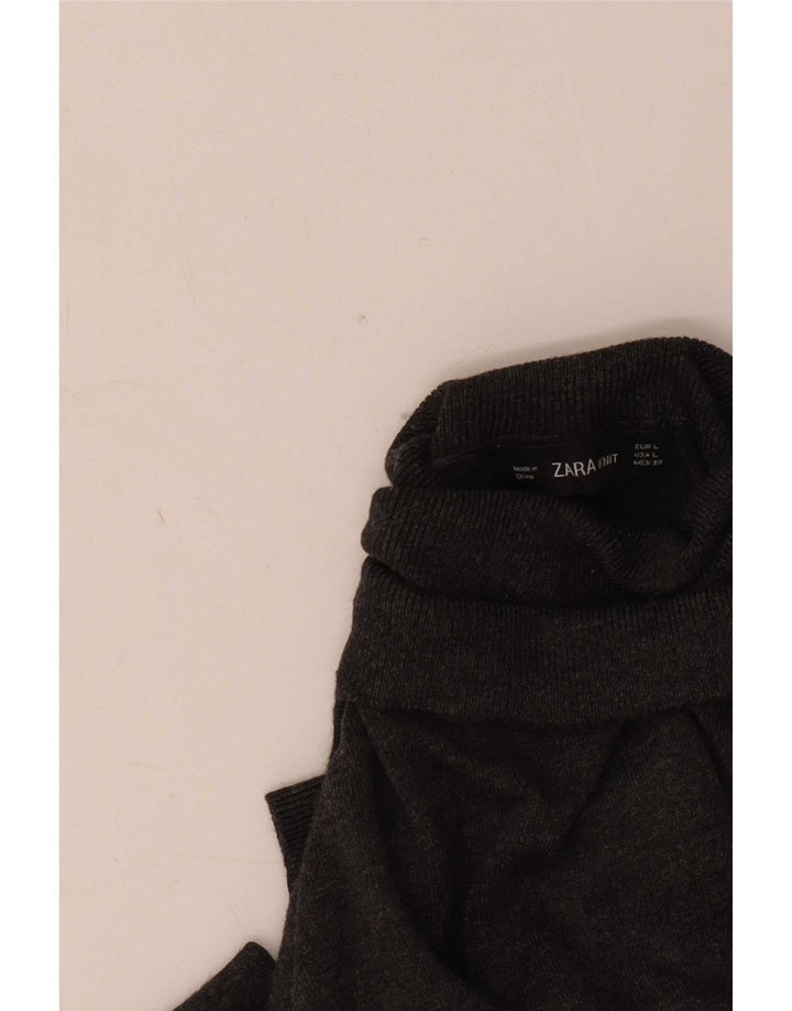 Zara Γυναικείο πουλόβερ με ρολό λαιμόκοψη UK 14 Large Grey