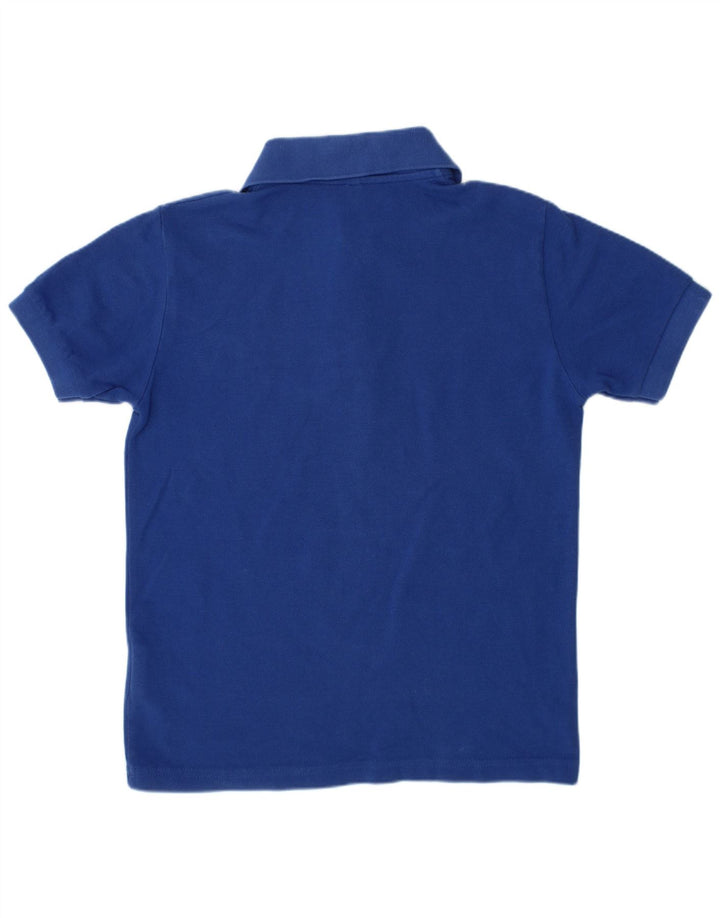 BENETTON Boys Polo Shirt 7-8 Years Medium Blue Cotton