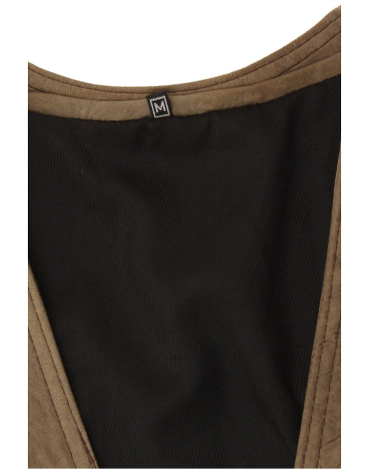 Vintage Mens Suede Utility Gilet UK 38 Medium Brown