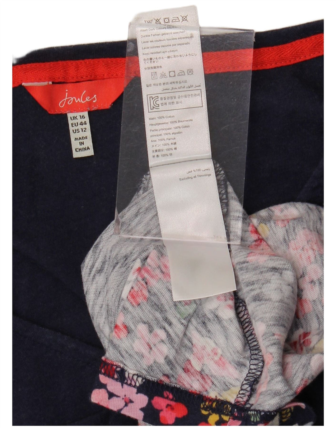 JOULES Γυναικείο πουλόβερ με λαιμόκοψη με V λαιμόκοψη UK 16 Μεγάλο Navy Blue Floral Βαμβακερό