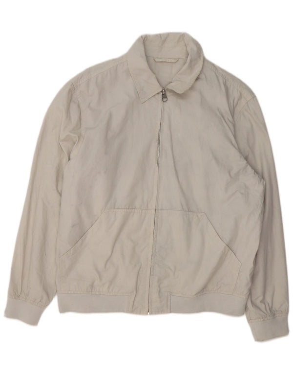 Zara Mens Bomber Jacket UK 40 Large White Nylon