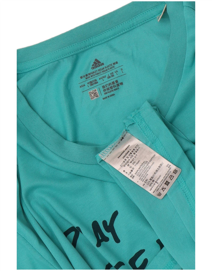 Ανδρικό γραφικό T-Shirt Adidas Top Large Blue Polyester