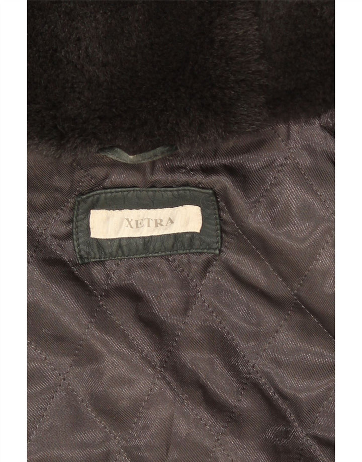 XETRA Γυναικείο Crop Hooded Δερμάτινο Μπουφάν UK 12 Medium Black