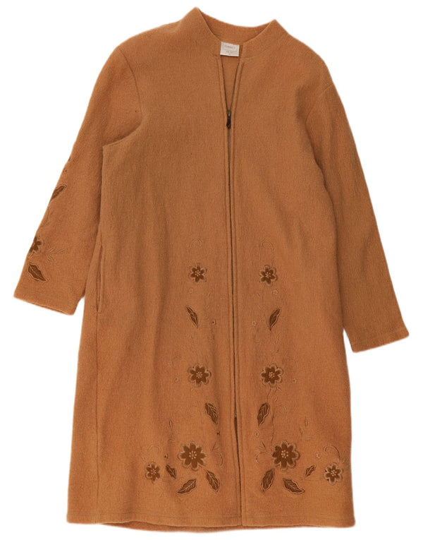 Vintage Γυναικείο Παλτό UK 22 3XL Μπεζ φλοράλ μαλλί