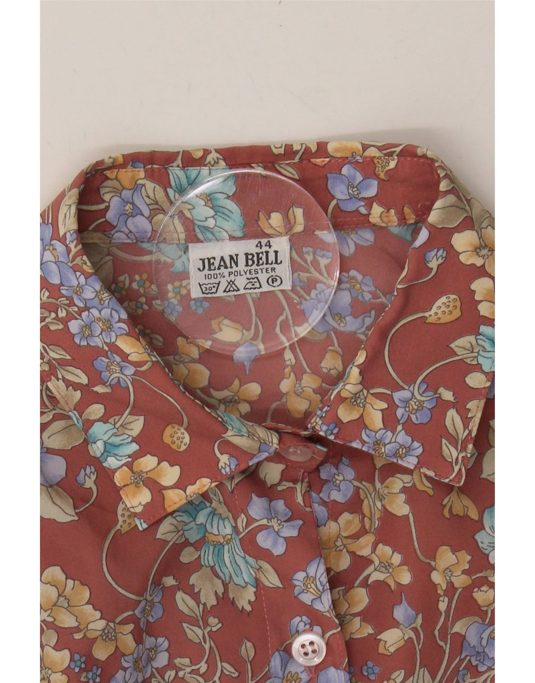 VINTAGE Womens Shirt Blouse IT 44 Medium Maroon Floral Polyester Vintage Vintage and Second-Hand Vintage from Messina Hembry 