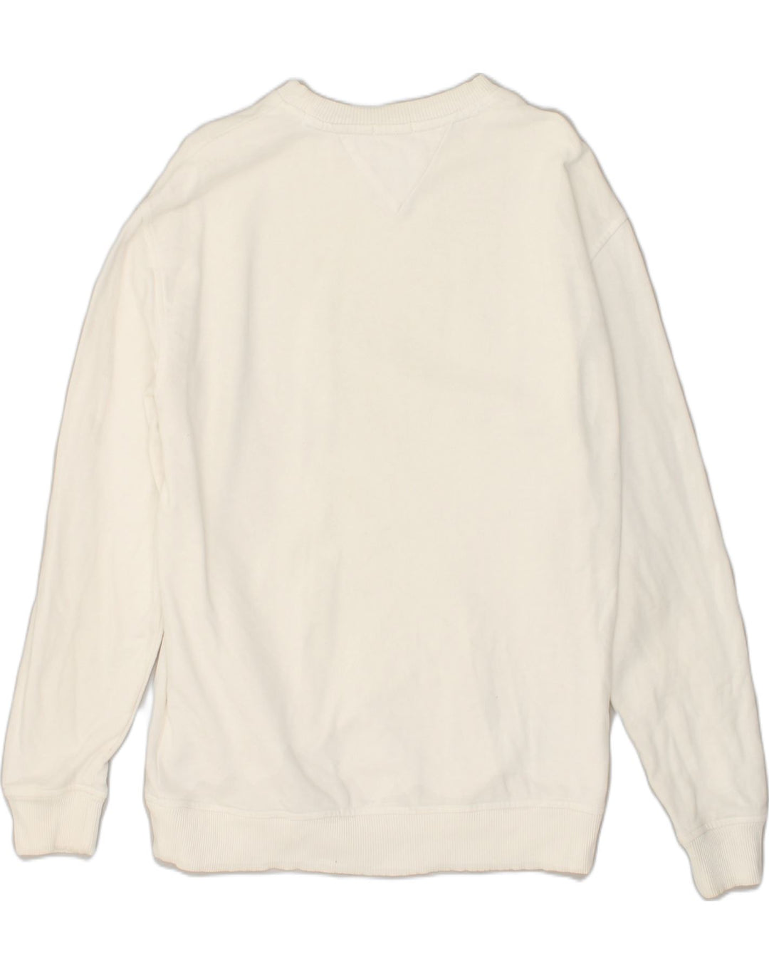 TOMMY JEANS Mens Relaxed Fit Graphic Sweatshirt Jumper Small White Cotton | Vintage Tommy Jeans | Thrift | Second-Hand Tommy Jeans | Used Clothing | Messina Hembry 