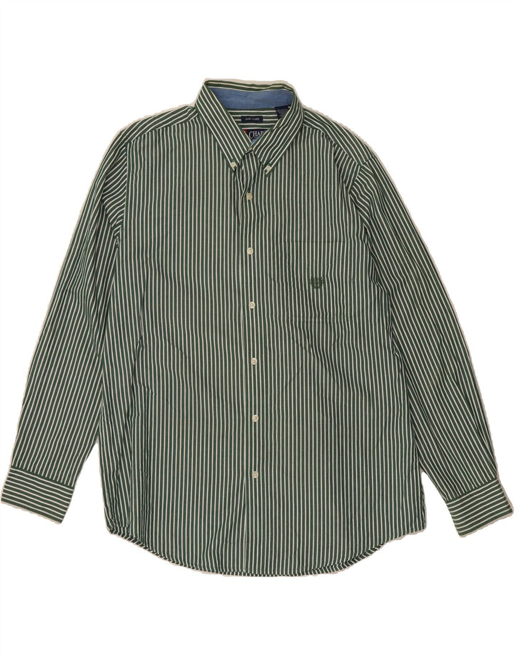 CHAPS Mens Shirt Large Green Pinstripe Cotton Vintage Chaps and Second-Hand Chaps from Messina Hembry 