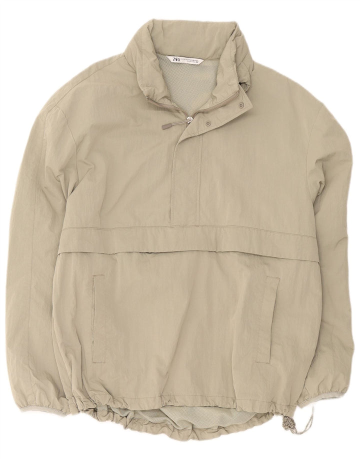 Zara Ανδρικό Loose Fit Anorak Jacket UK 36 Small Khaki Polyester