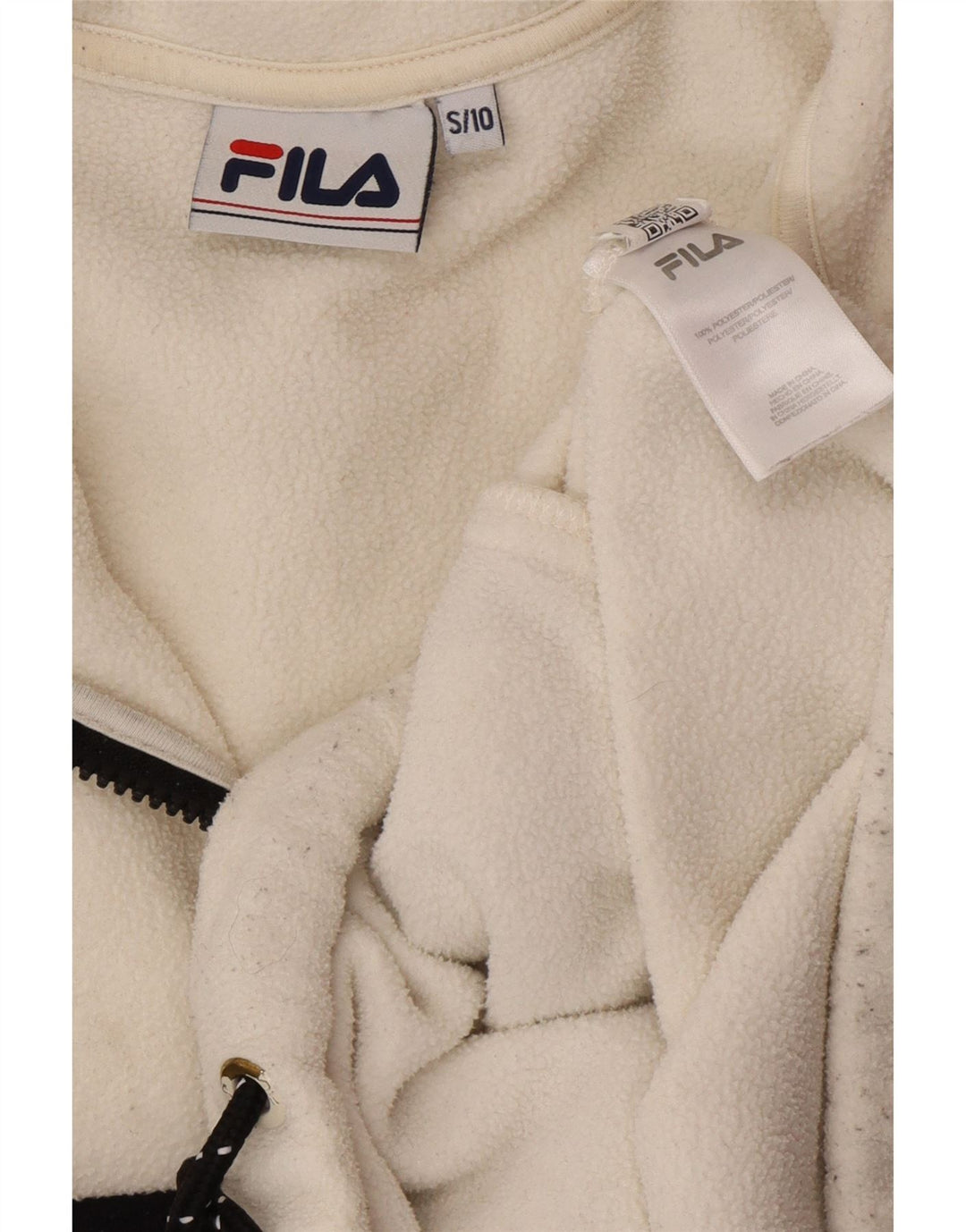 FILA Γυναικεία υπερμεγέθη γραφικά φλις jumper UK 10 Small White Colourblock