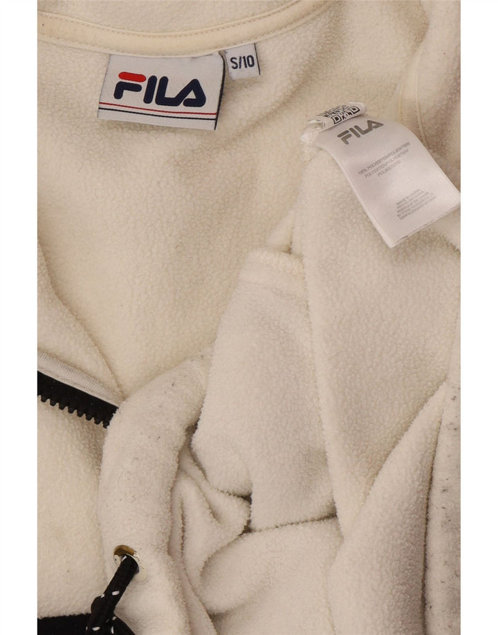 FILA Γυναικεία υπερμεγέθη γραφικά φλις jumper UK 10 Small White Colourblock