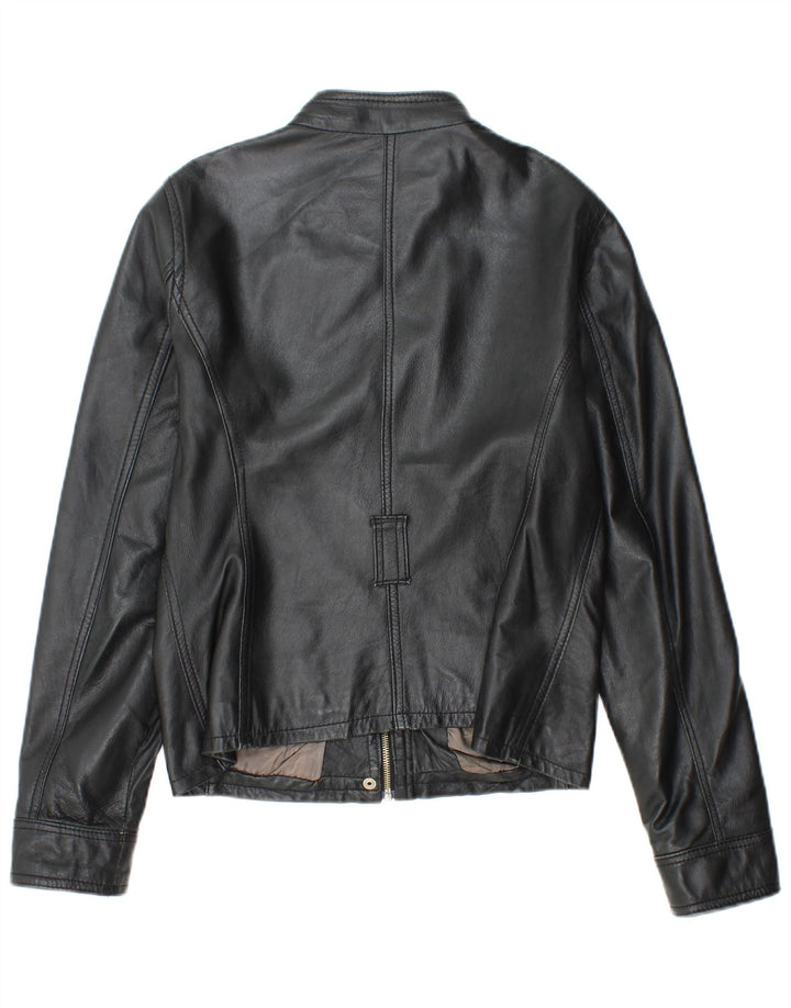 SANDRO FERRONE Γυναικείο Δερμάτινο Μπουφάν UK 14 Large Μαύρο Δερμάτινο