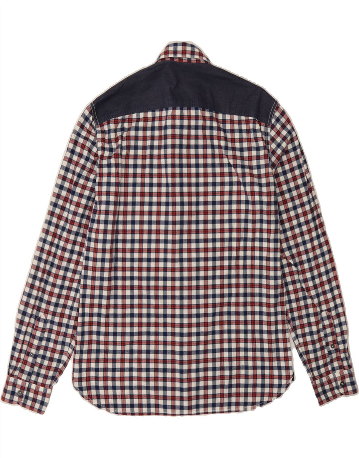 BENETTON Mens Flannel Shirt Small Burgundy Check Vintage Benetton and Second-Hand Benetton from Messina Hembry 