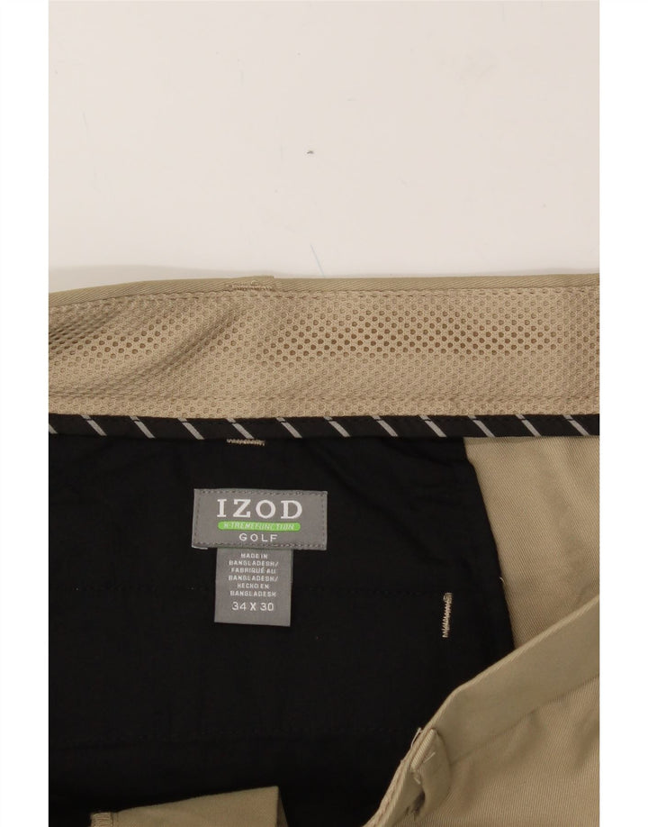 IZOD Mens Golf Straight Suit Trousers W34 L30 Beige Polyester Vintage Izod and Second-Hand Izod from Messina Hembry 