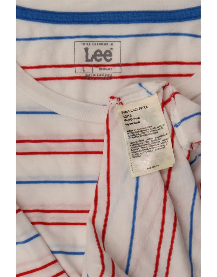 Ανδρικό T-Shirt Lee Regular Fit Top μεγάλο λευκό ριγέ βαμβακερό