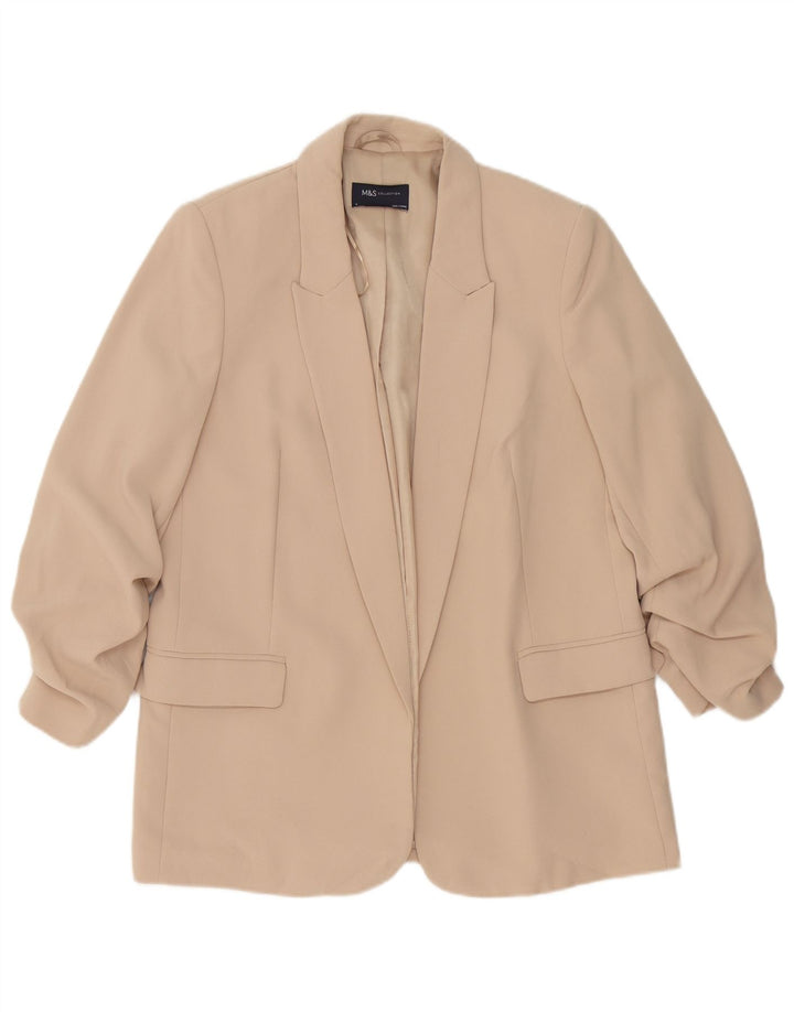 Marks & Spencer Γυναικείο Open Blazer Jacket UK 12 Medium Beige Polyester