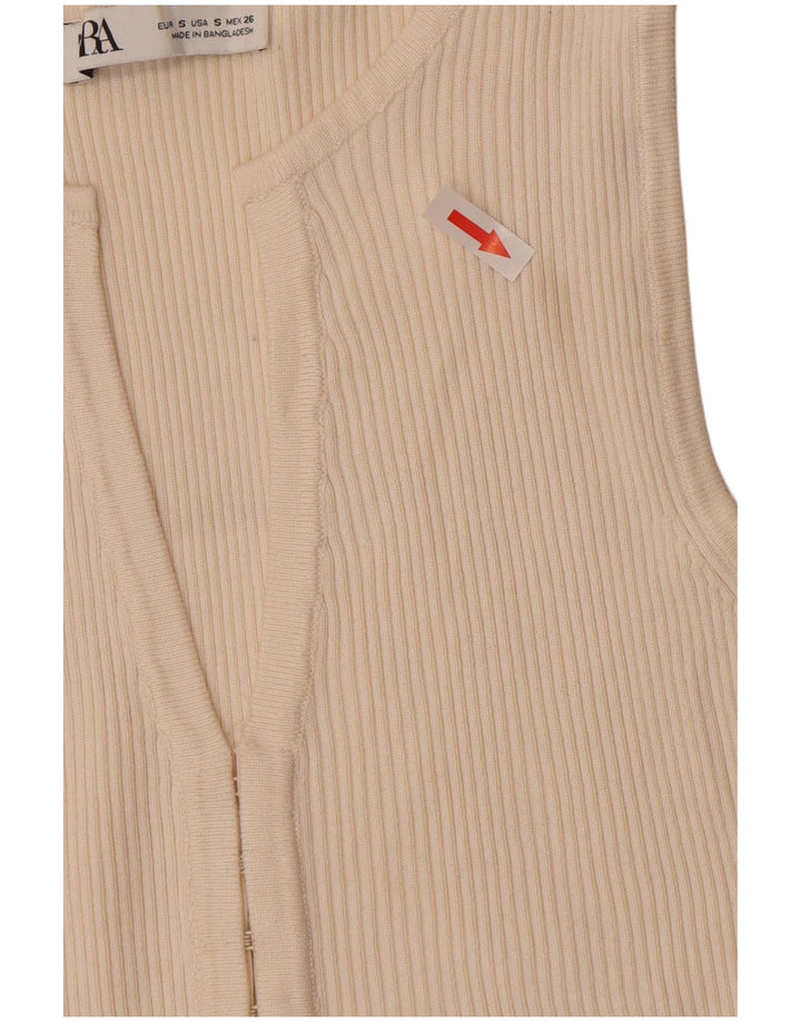 Zara Γυναικεία Ζακέτα Τοπ UK 8 Small Off White Viscose