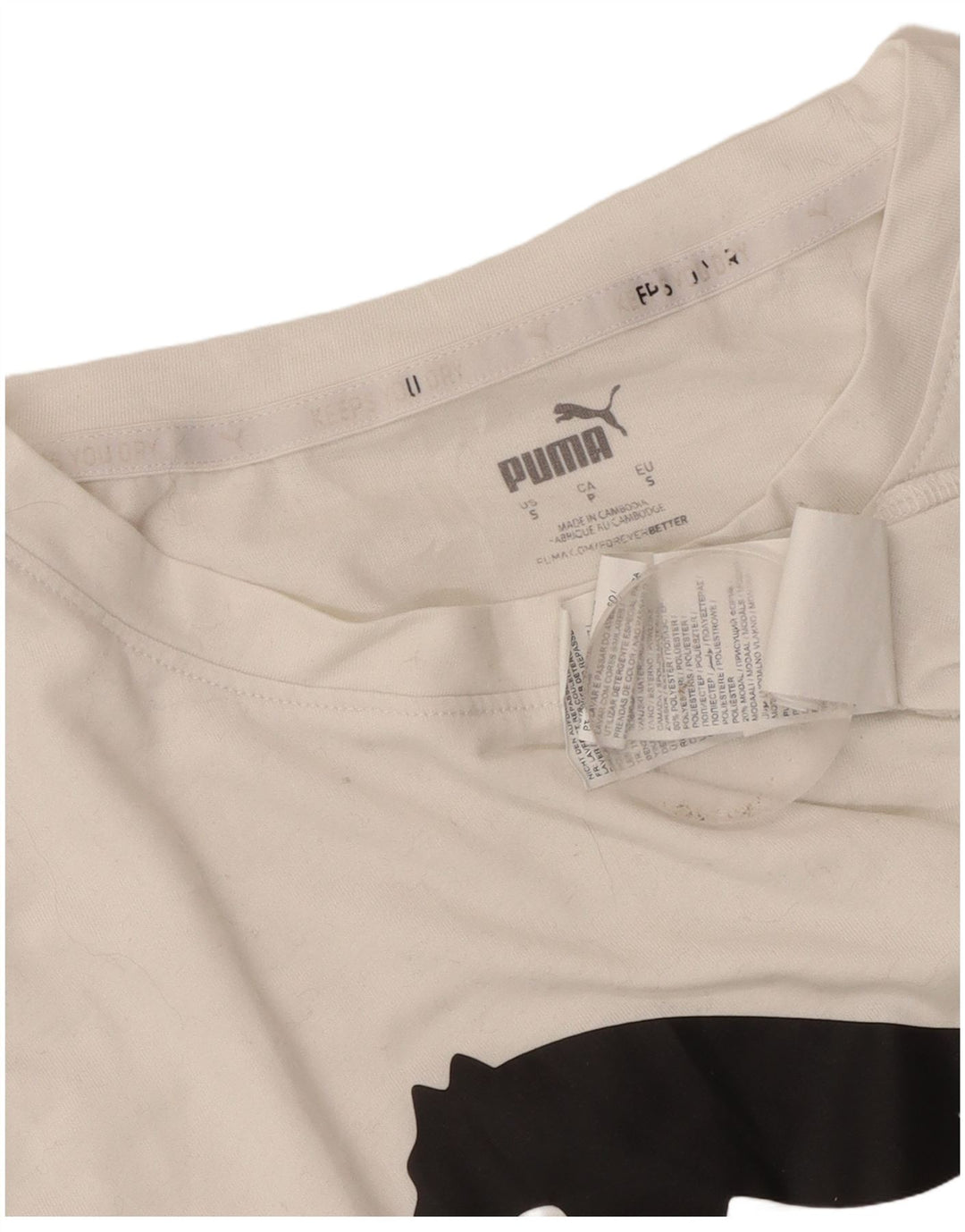 Γυναικείο γραφικό T-Shirt Puma Crop Top UK 10 Small White Polyester