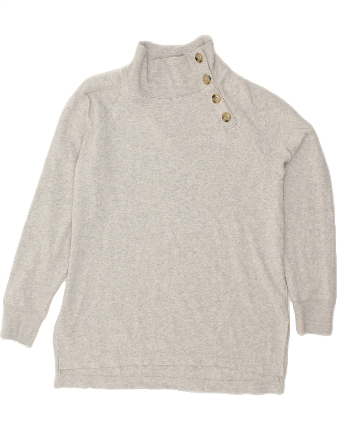 J. CREW Womens Oversized Button Neck Sweatshirt Jumper UK 10 Small Grey Vintage J. Crew and Second-Hand J. Crew from Messina Hembry 