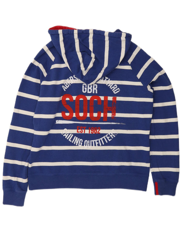 Joules Womens Graphic Regular Fit Hoodie Jumper UK 16 Large Blue ριγέ