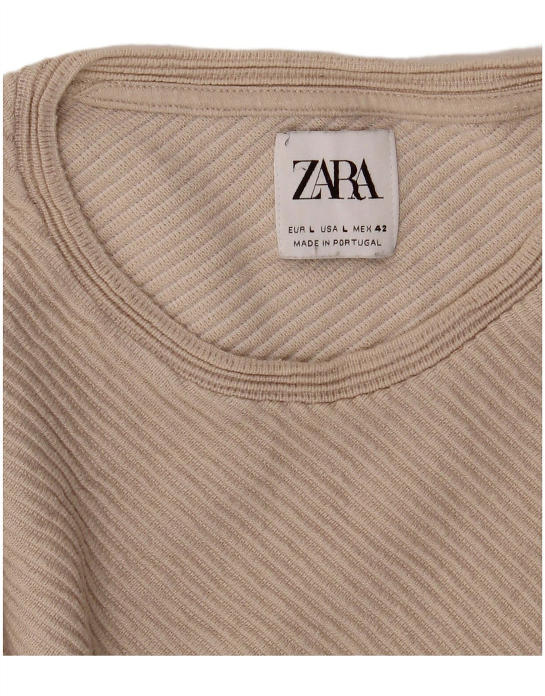 Ανδρικό τοπ Zara Μακρυμάνικο Μεγάλο Μπεζ