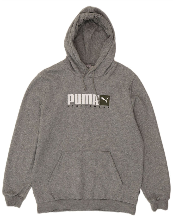 Ανδρικό γραφικό κουκούλα Puma, βαμβακερό μεσαίο γκρι
