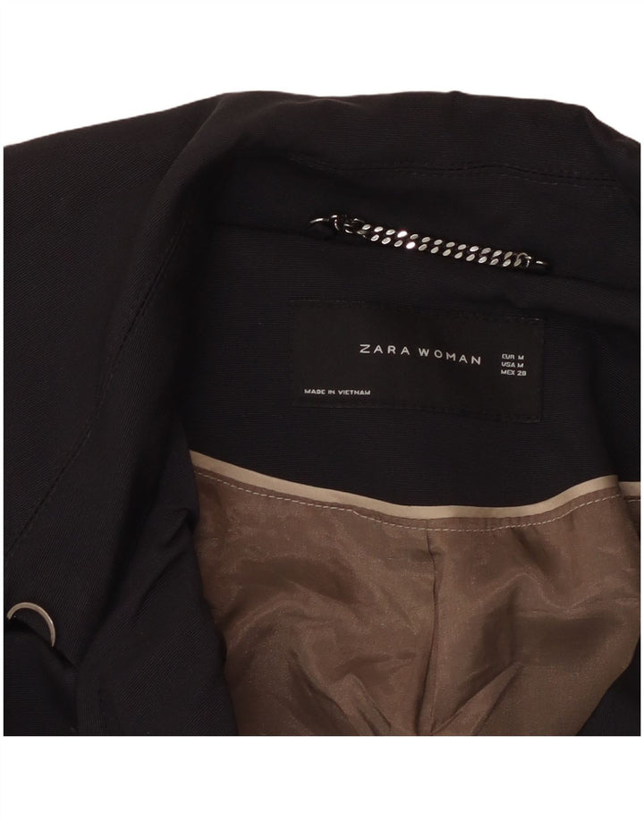 ZARA Γυναικείο παλτό μπιζελιού UK 12 Medium Navy Blue Cotton