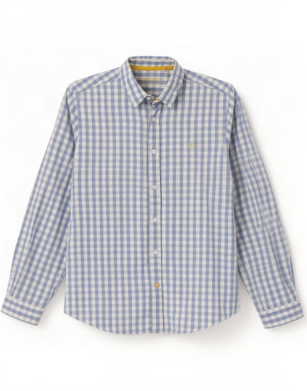 White Stuff Ανδρικό πουκάμισο XL Μπλε βαμβακερό Gingham