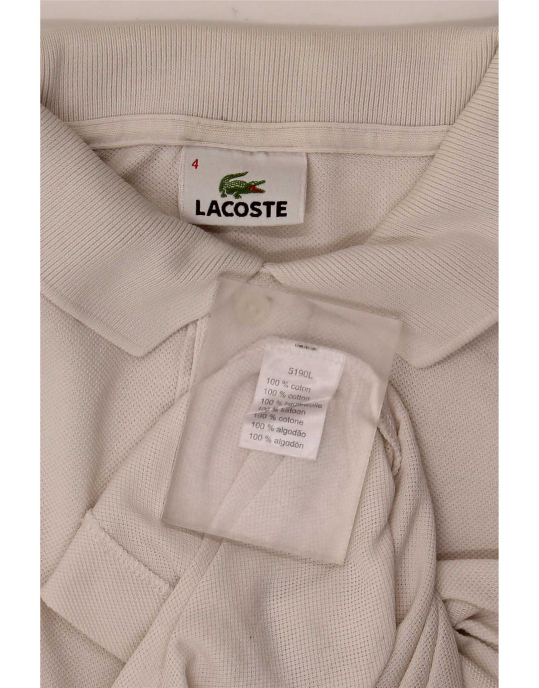 Ανδρικό πουκάμισο πόλο Lacoste, νούμερο 4, μεσαίο λευκό βαμβακερό