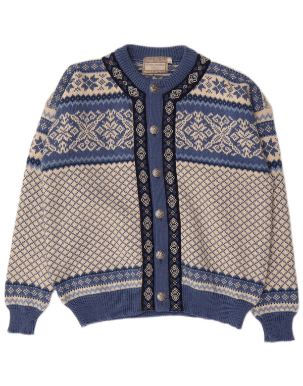 Vintage ανδρικό πουλόβερ ζακέτα Medium Blue Fair Isle