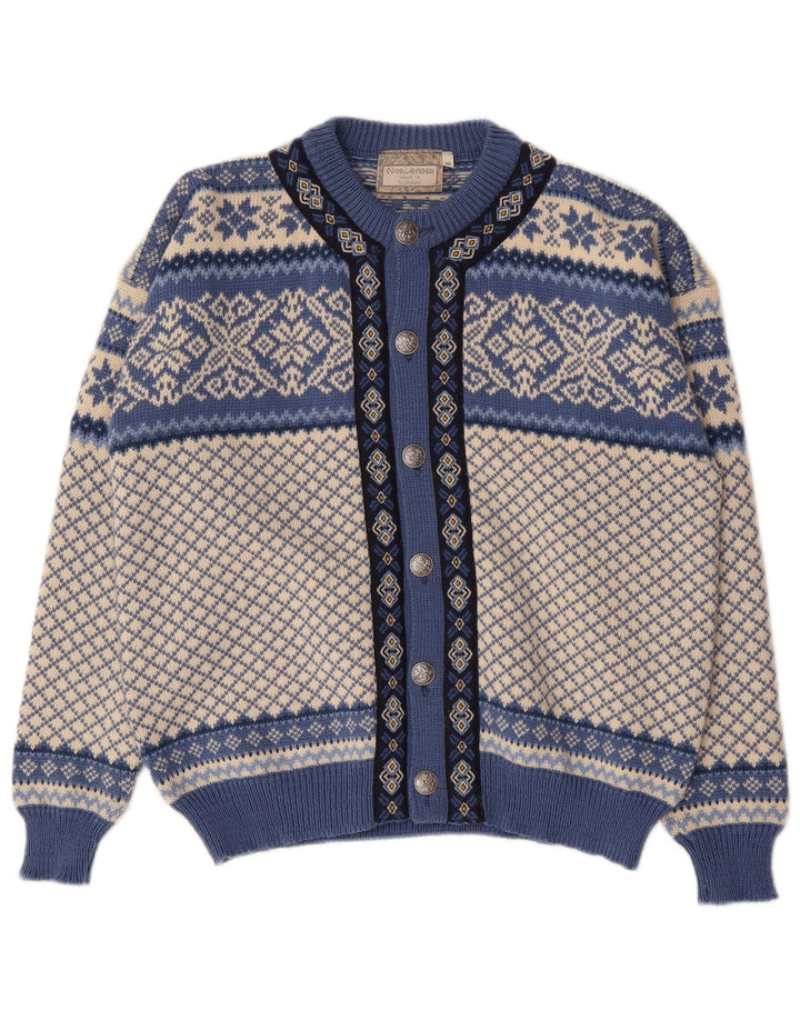 Vintage ανδρικό πουλόβερ ζακέτα Medium Blue Fair Isle