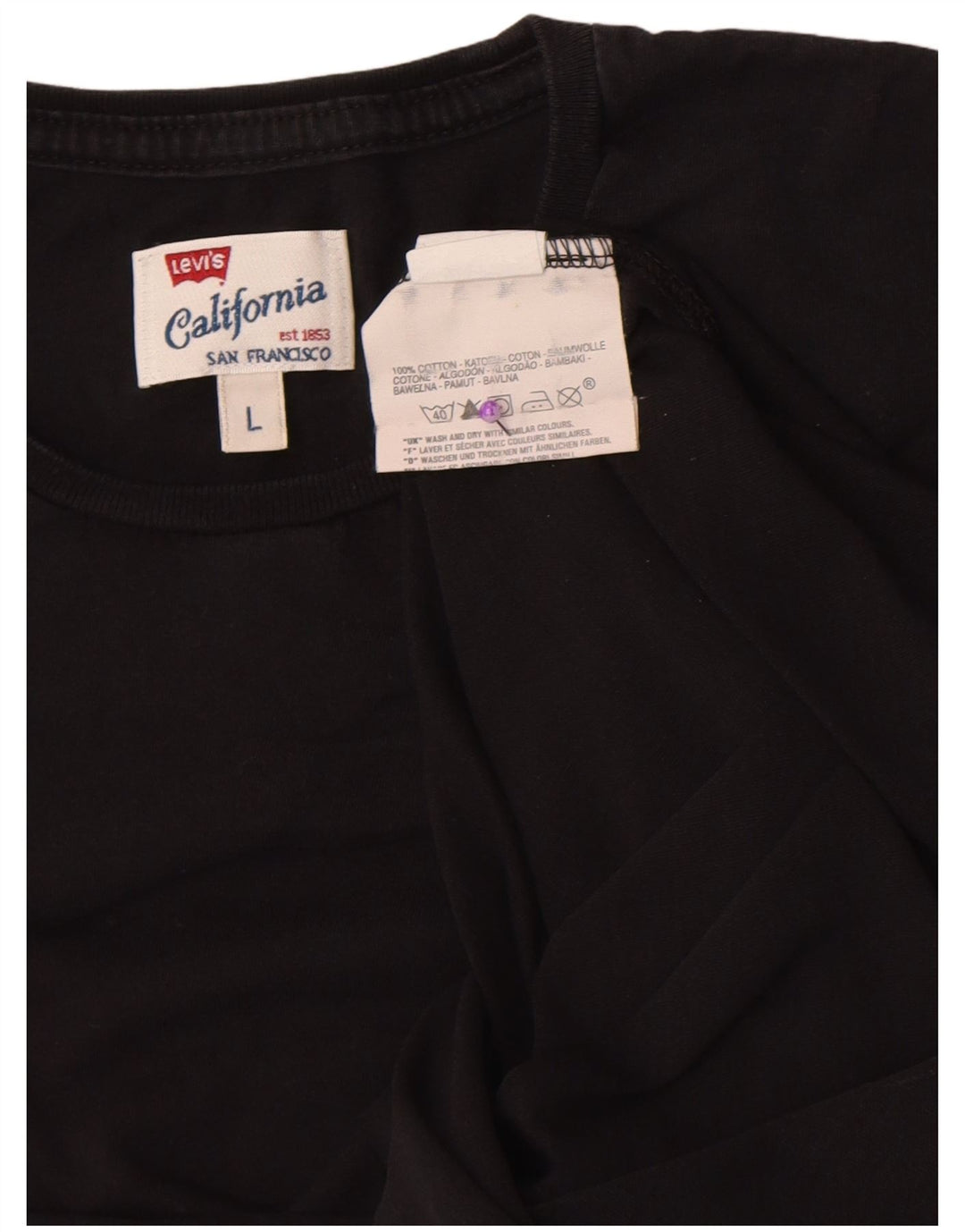 Γυναικείο T-Shirt Levi's Top UK 14 Large μαύρο βαμβακερό