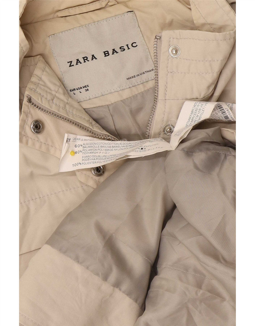 Zara Γυναικείο Military Jacket UK 14 Medium Grey Cotton