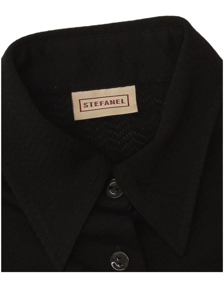 Stefanel Γυναικείο πουκάμισο Μπλούζα UK 10 Small Black Polyester