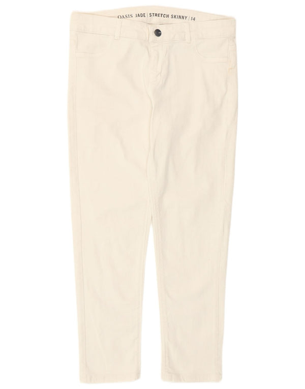 Oasis Γυναικείο Jade Crop Skinny Jeans UK 14 Medium W32 L25 Λευκό βαμβακερό