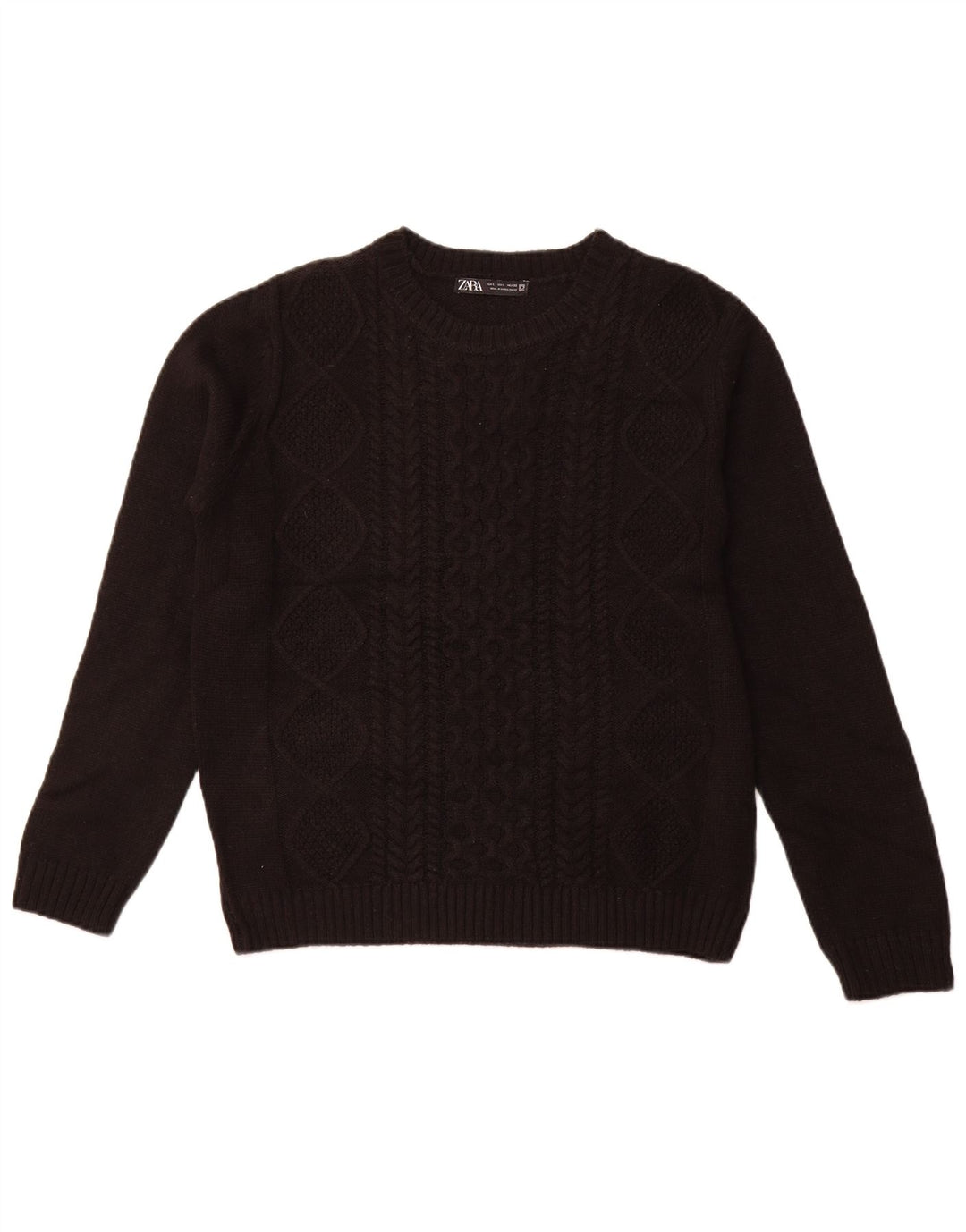 Zara Γυναικείο πουλόβερ με λαιμόκοψη UK 14 Large Μαύρο Ακρυλικό