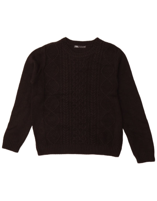 Zara Γυναικείο πουλόβερ με λαιμόκοψη UK 14 Large Μαύρο Ακρυλικό