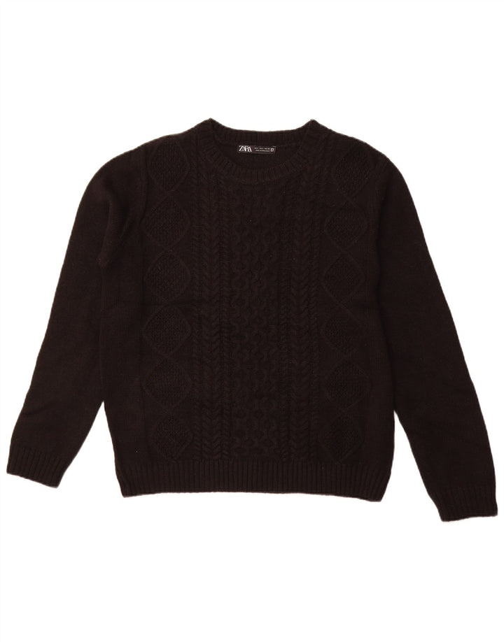 Zara Γυναικείο πουλόβερ με λαιμόκοψη UK 14 Large Μαύρο Ακρυλικό