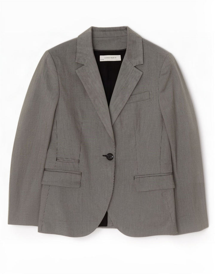 Zara Γυναικείο σακάκι 1 κουμπιού Blazer UK 12 Medium Grey Acetate