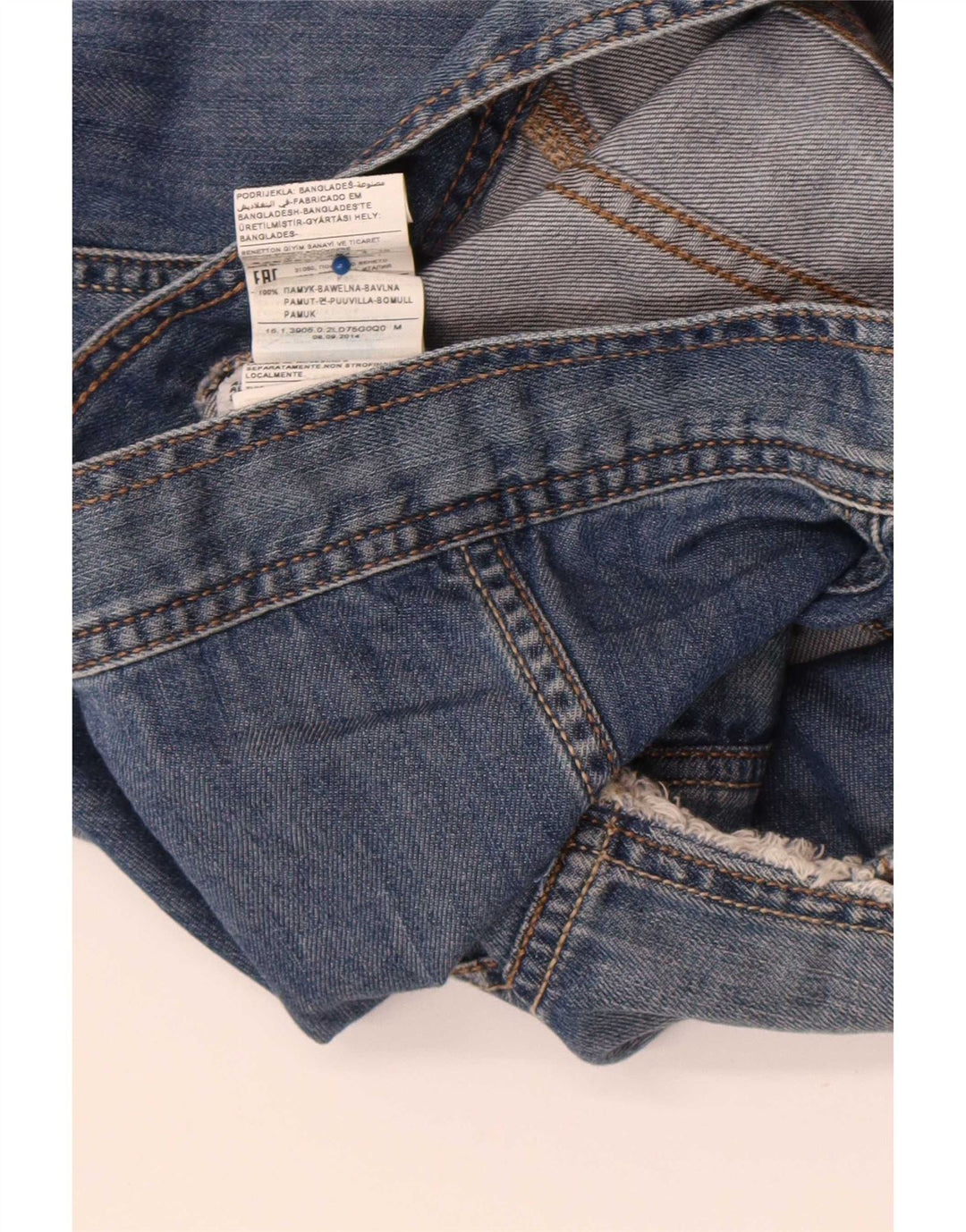 Benetton Girls Denim Gilet 7-8 ετών Medium Blue Cotton