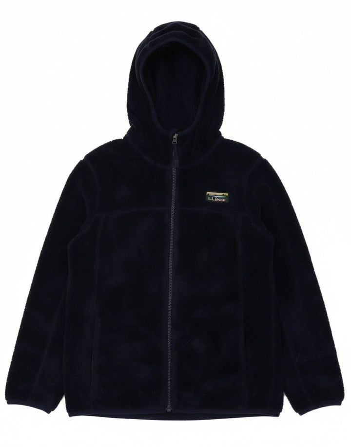 L.L.BEAN Boys Hooded Fleece Jacket 10-11 Years Medium  Navy Blue Polyester