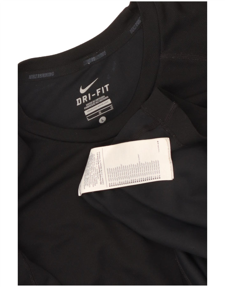 Ανδρικό γραφικό μπλουζάκι Nike Dri Fit, μαύρο πολυεστέρα